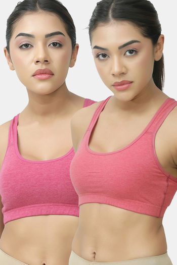 Buy Lady Lyka Soft Strechable Sports Bra (Pack of 2) - Multicolor
